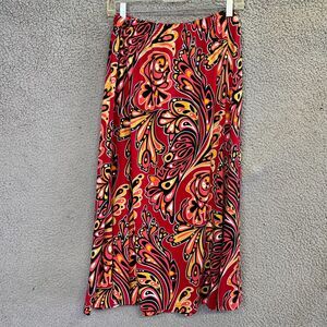 Bob Mackie Skirt Womens Small Red Black Pink  Straight Knee Length Stretch
